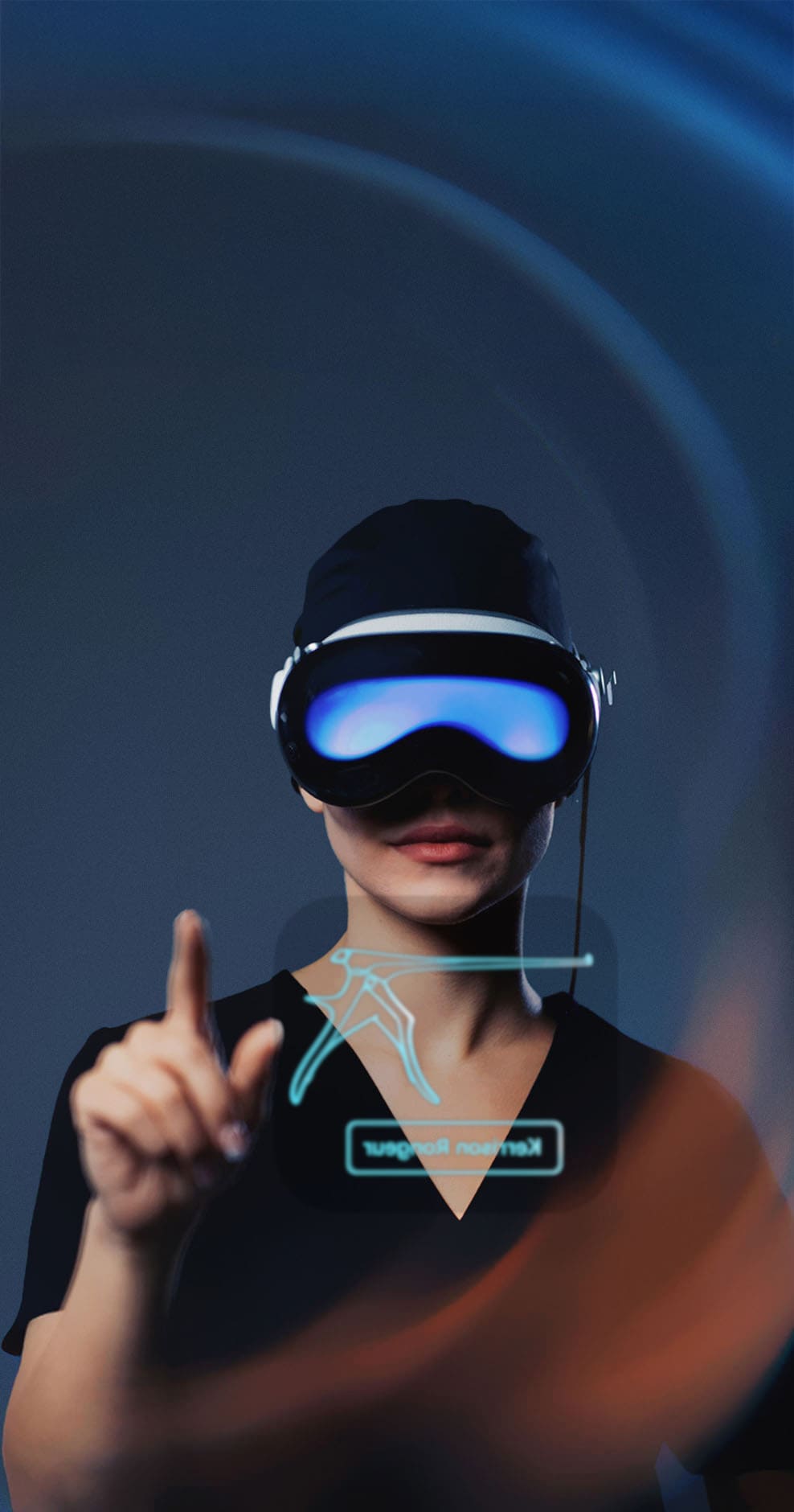 Doctor using Experience X app to optimize surgical setup and workflow.